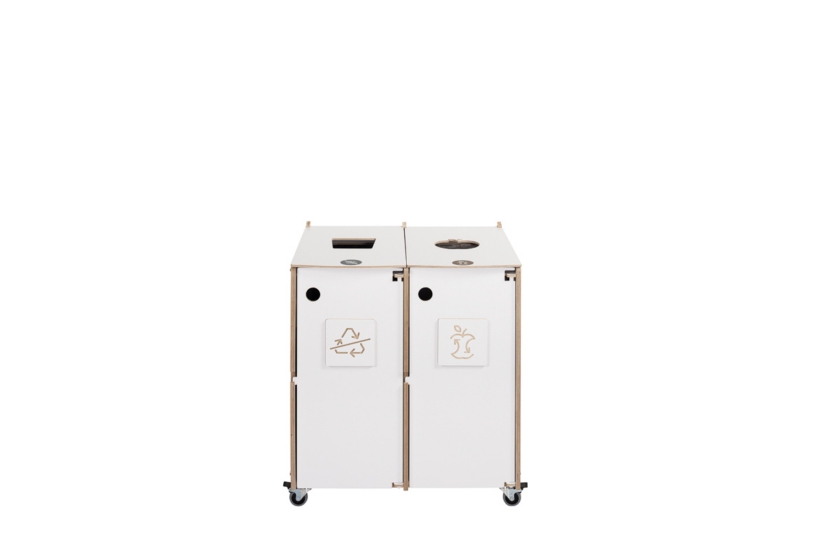 Recycling bin Ecolong 60W2 front view with two sorting sections