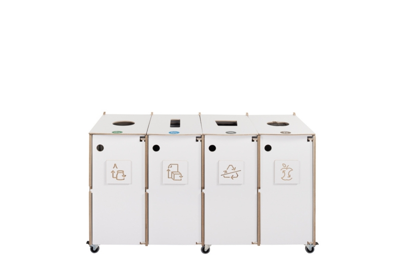 Recycling bin Ecolong 60W4 closed modular waste sorting station on wheels