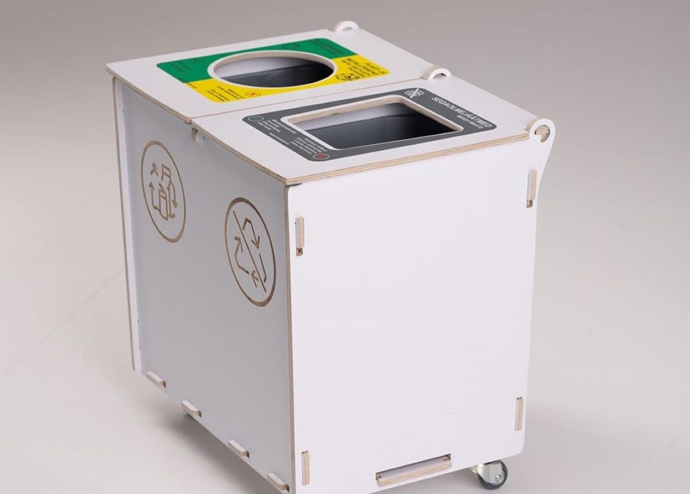 Waste bins for office central areas placed in shared spaces to support waste disposal.