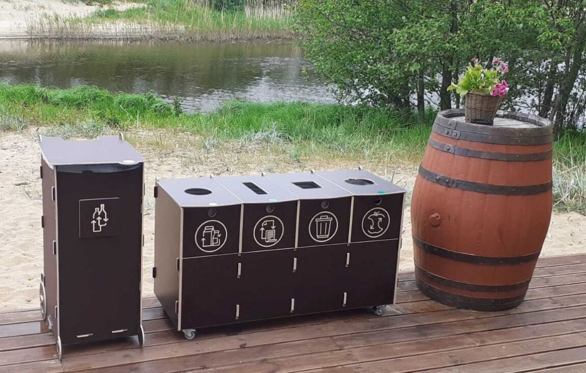 Waste bins for office exit areas placed near exits to support last-moment disposal.