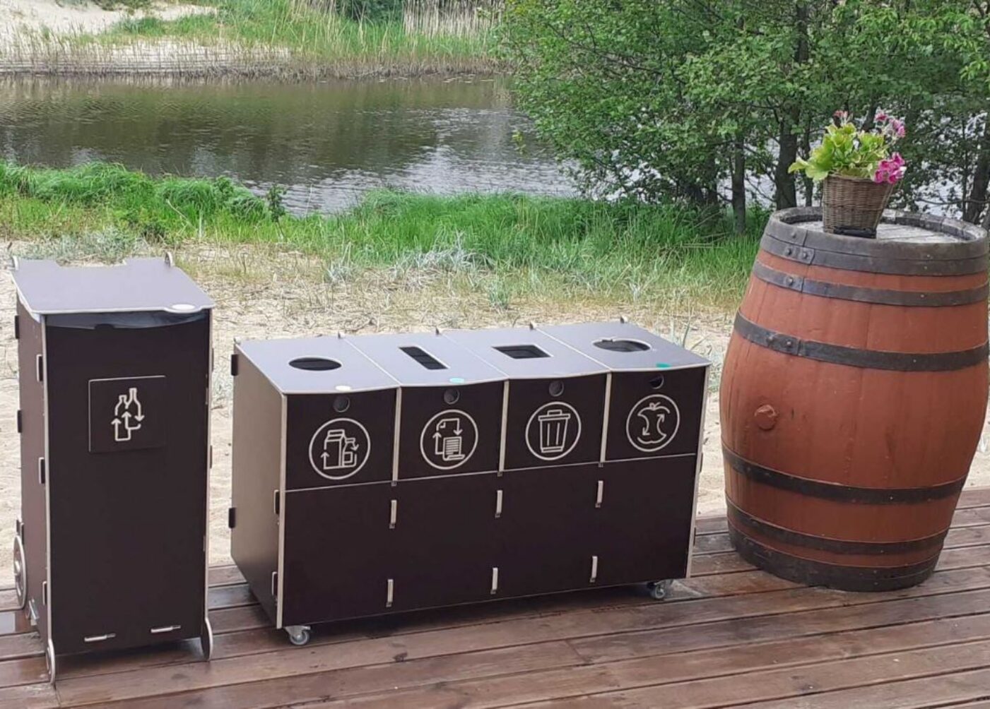 Waste bins for office exit areas placed near exits to support last-moment disposal.