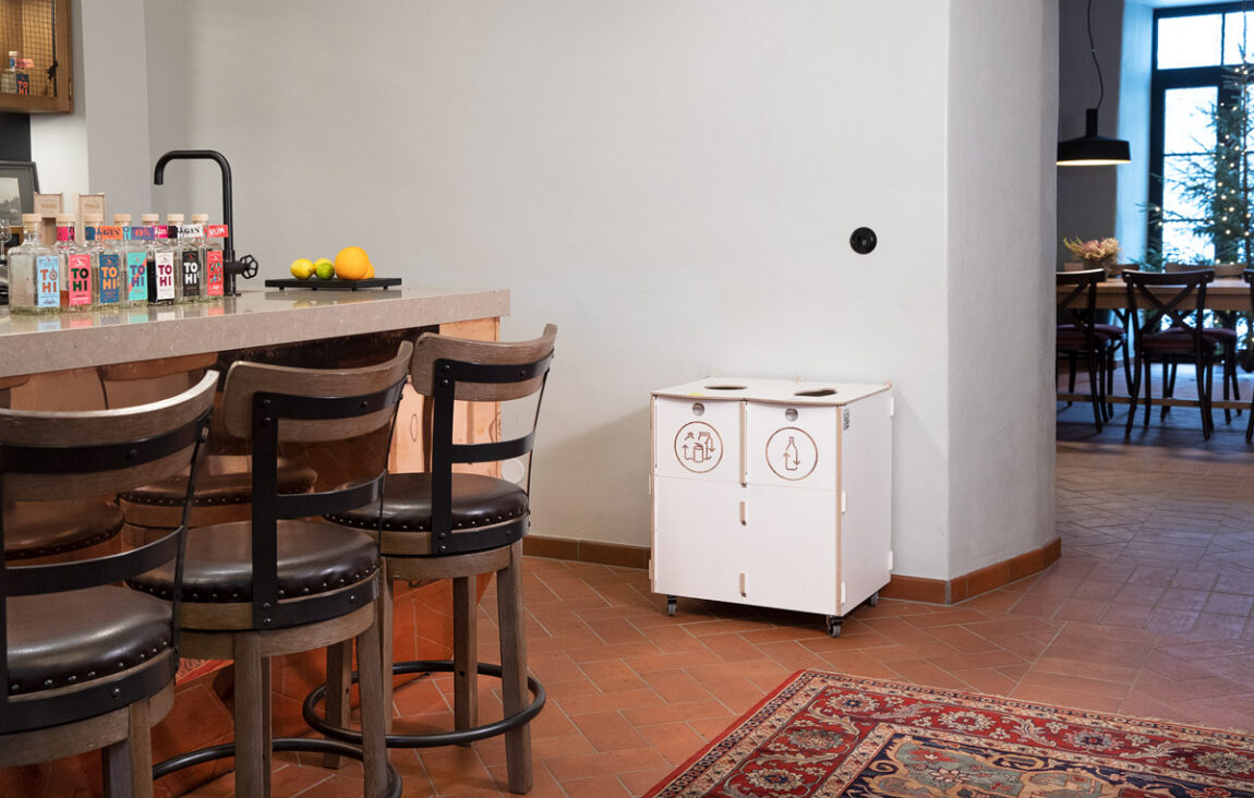 Waste management recycling bins for hotels for organized and efficient waste sorting.