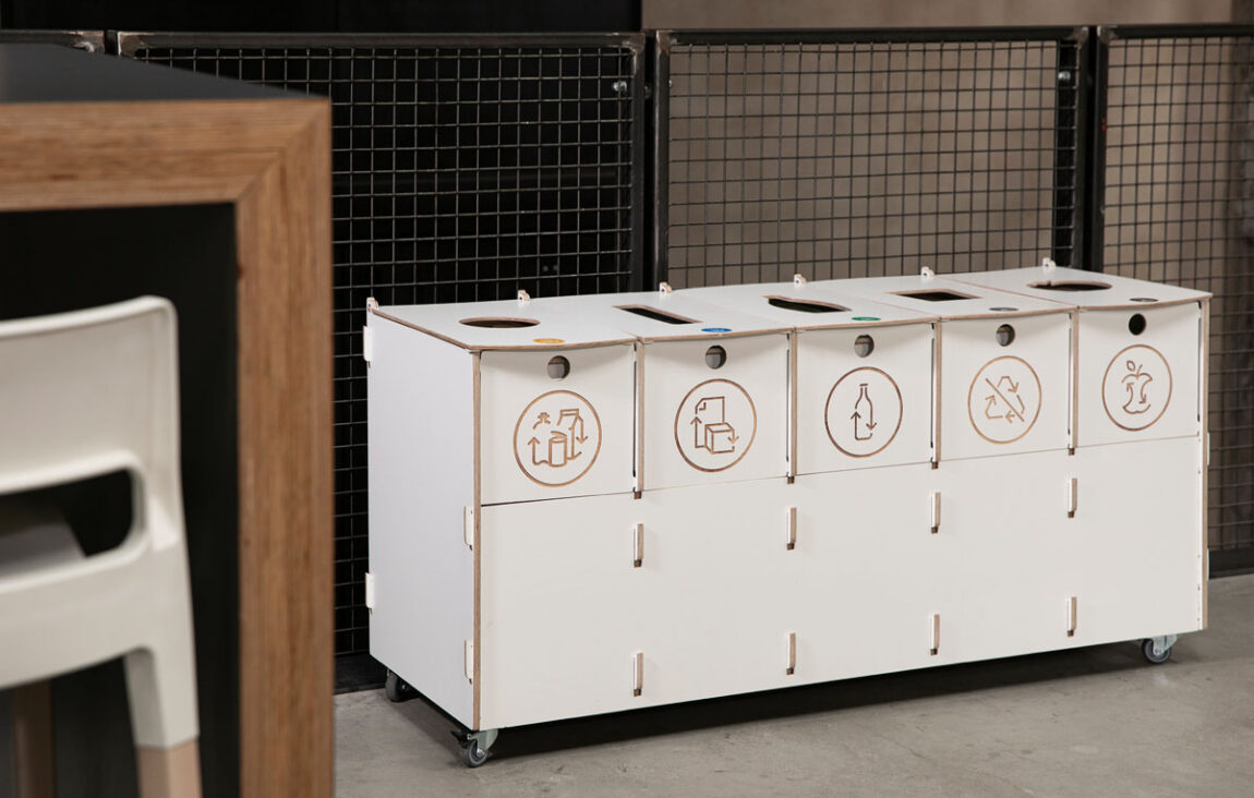 Recycling bins‑ indoor use provide a waste sorting guide showing how to recycle correctly using clear waste sorting instructions