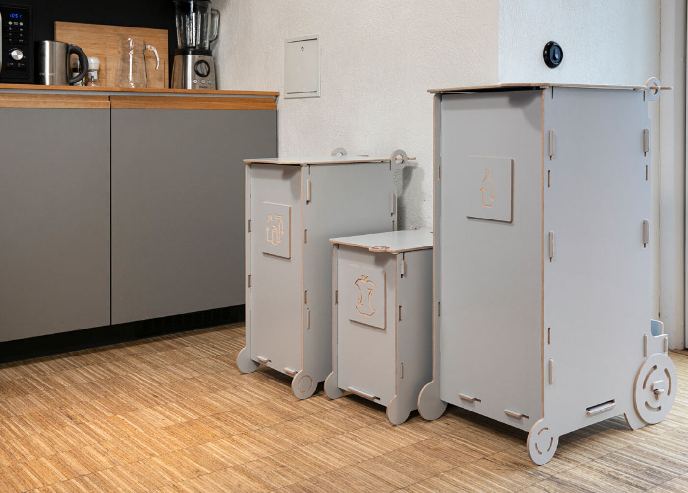 Waste bins for waste sorting help organize paper, cardboard, and general waste, promoting recycling and supporting efficient waste management.